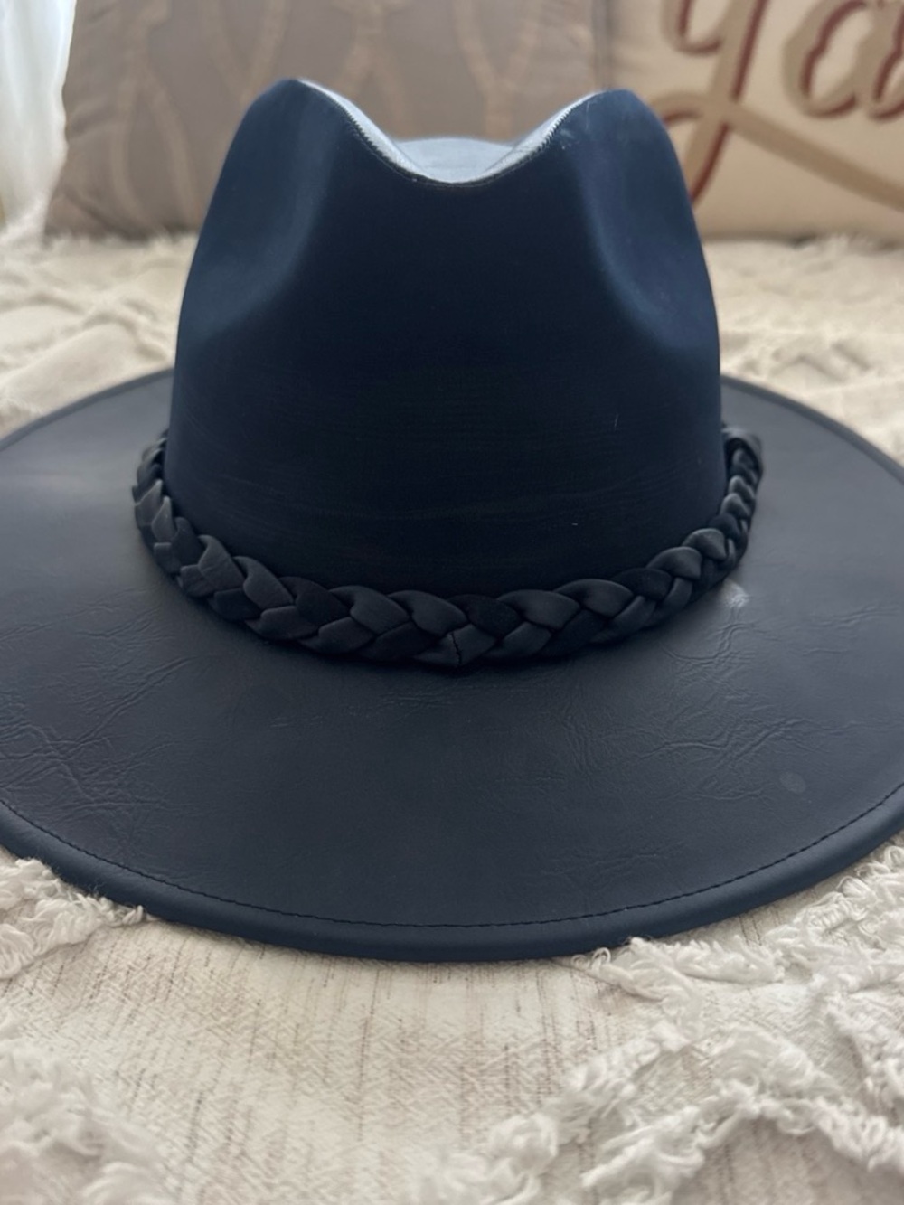 Dark blue braided brim